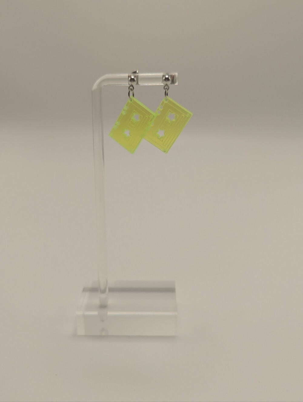 Yellow Retro Cassette Tape Dangle Earrings - Unbranded